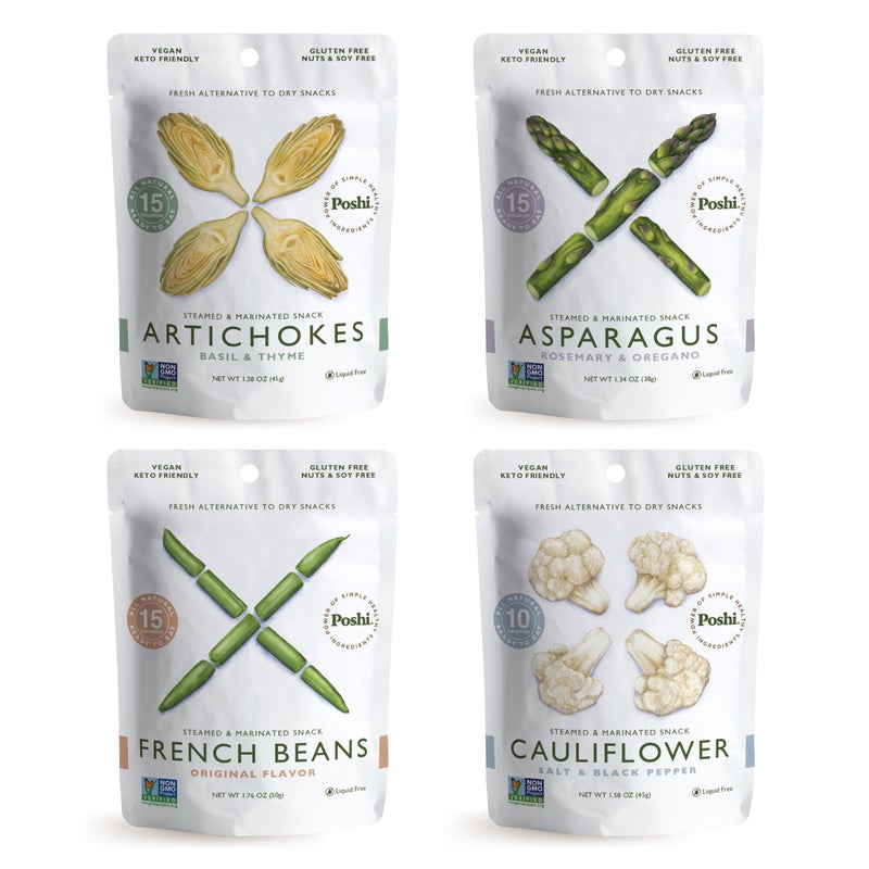 POSHI Marinated Vegetables Variety Pack | Asparagus, French Beans, Cauliflower, Artichoke | Keto, Vegan, Paleo, Non GMO, Gluten Free, Gourmet, Healthy, Fully Cooked (12 Pack) - Image 1